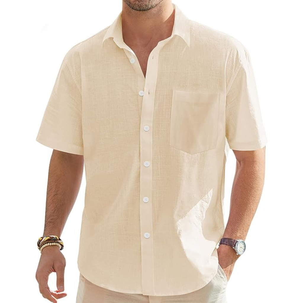 Casual Lightweight Short Sleeve Button Down Shirts For Men