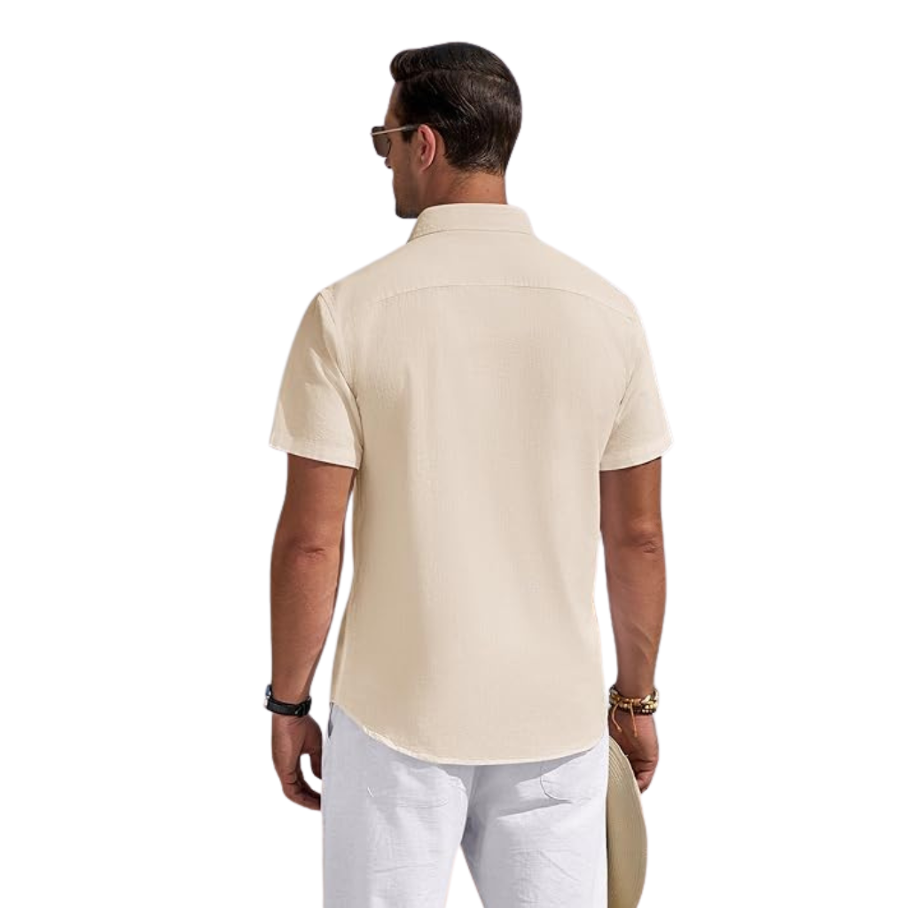 Casual Lightweight Short Sleeve Button Down Shirts For Men