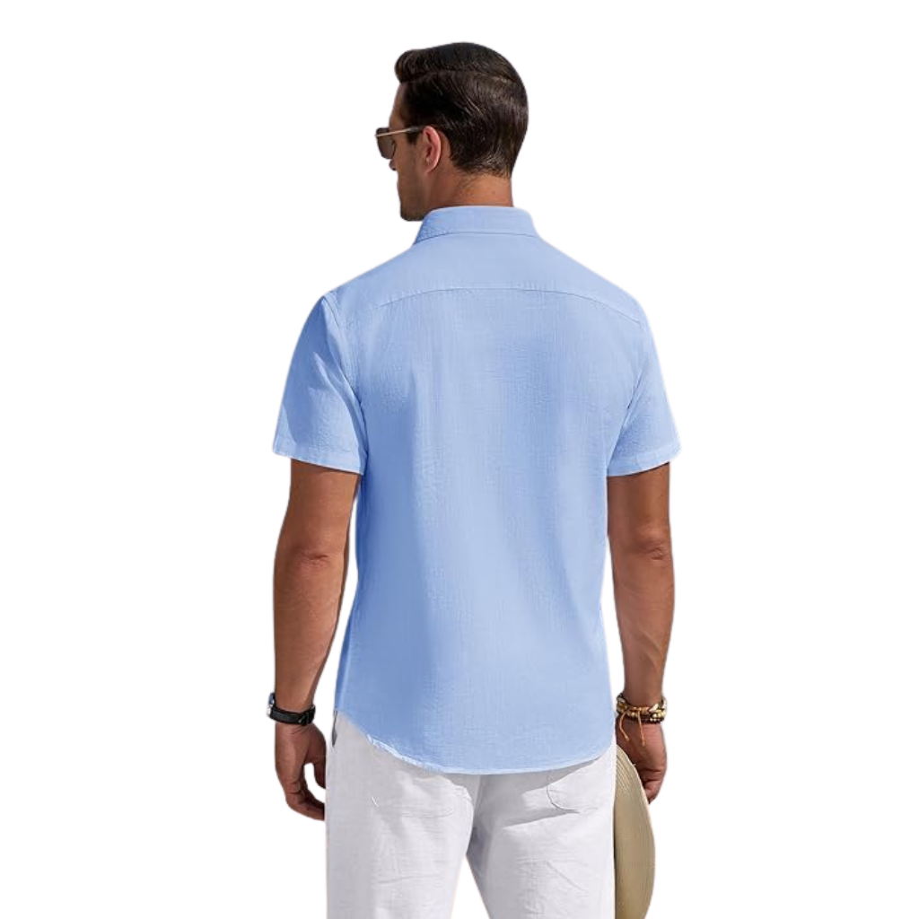 Casual Lightweight Short Sleeve Button Down Shirts For Men