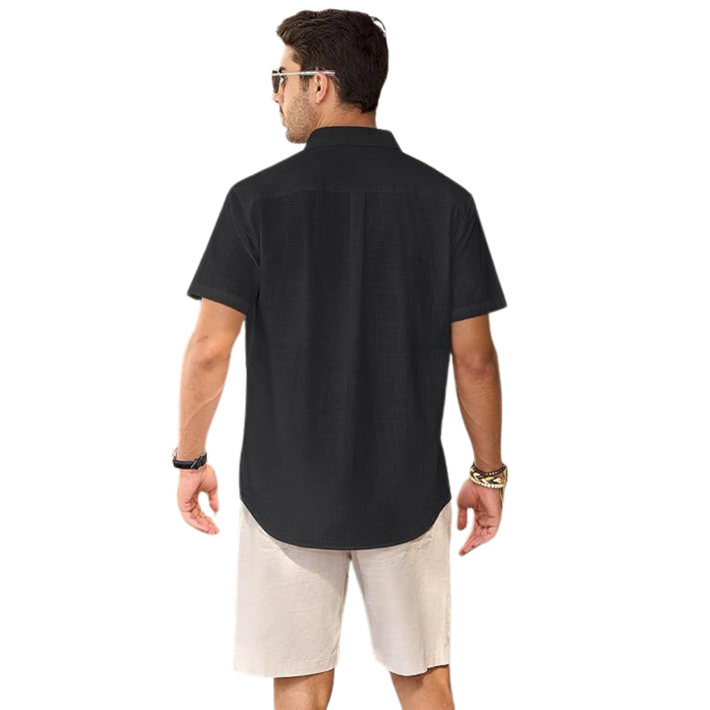 Casual Cuban Design Short Sleeve Button Down Shirts For Men