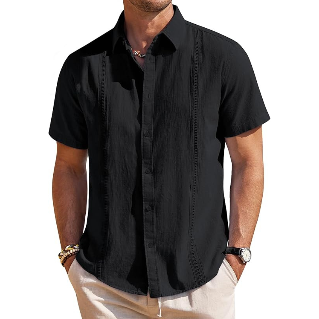 Casual Cuban Design Short Sleeve Button Down Shirts For Men