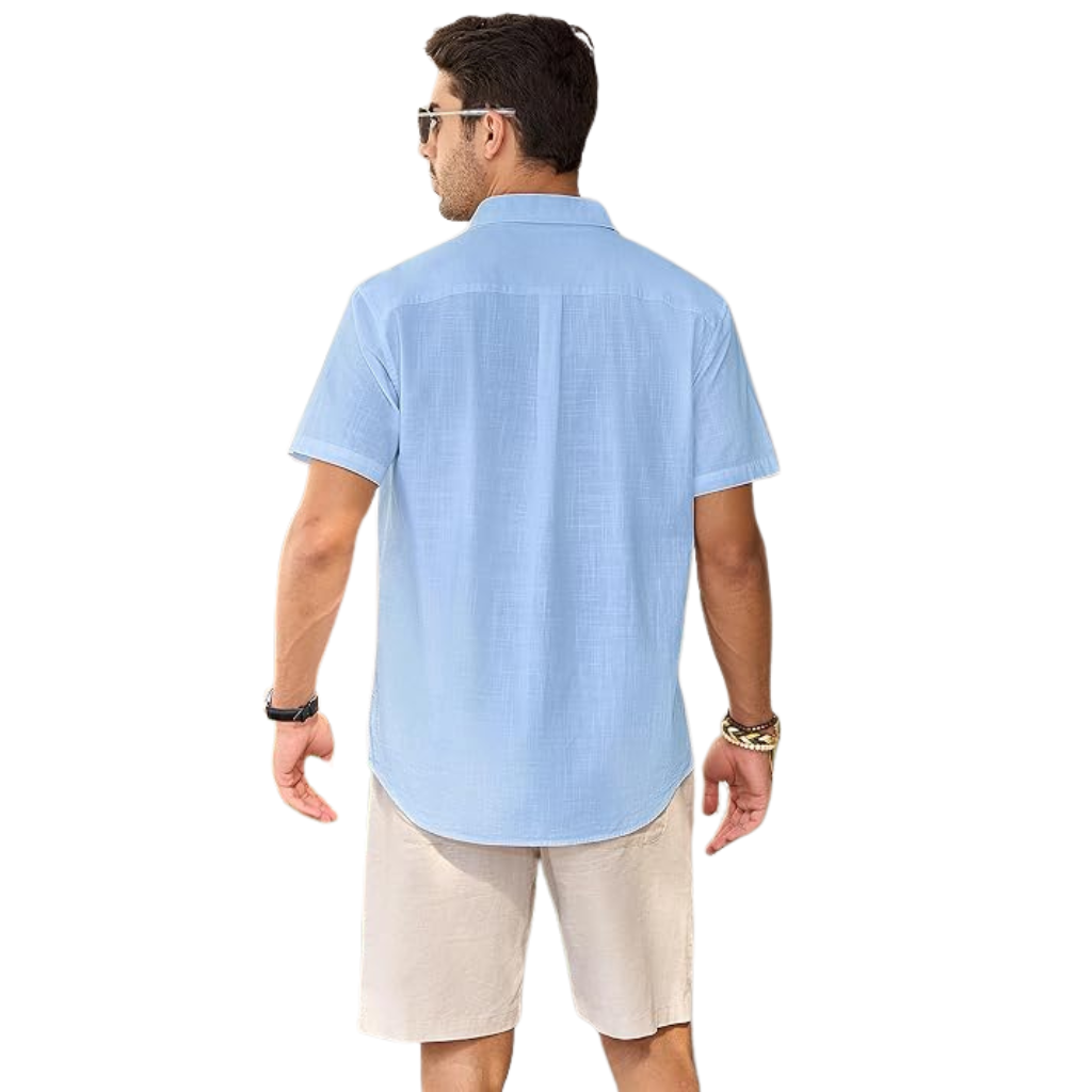 Casual Cuban Design Short Sleeve Button Down Shirts For Men