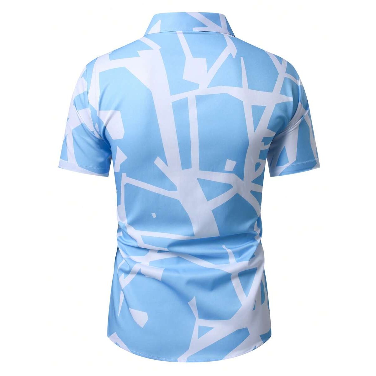 Casual Geometric Print Contrast Short Sleeve Shirt