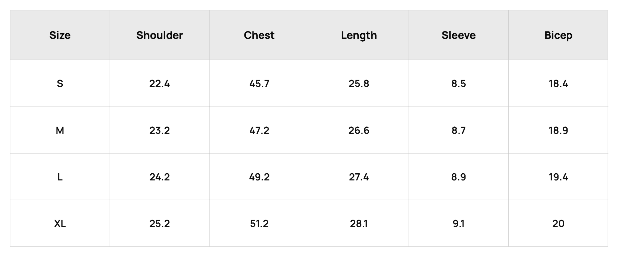 Size Chart