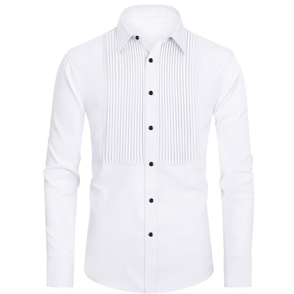 Pleated Formal Dress Prom Party Shirt For Men