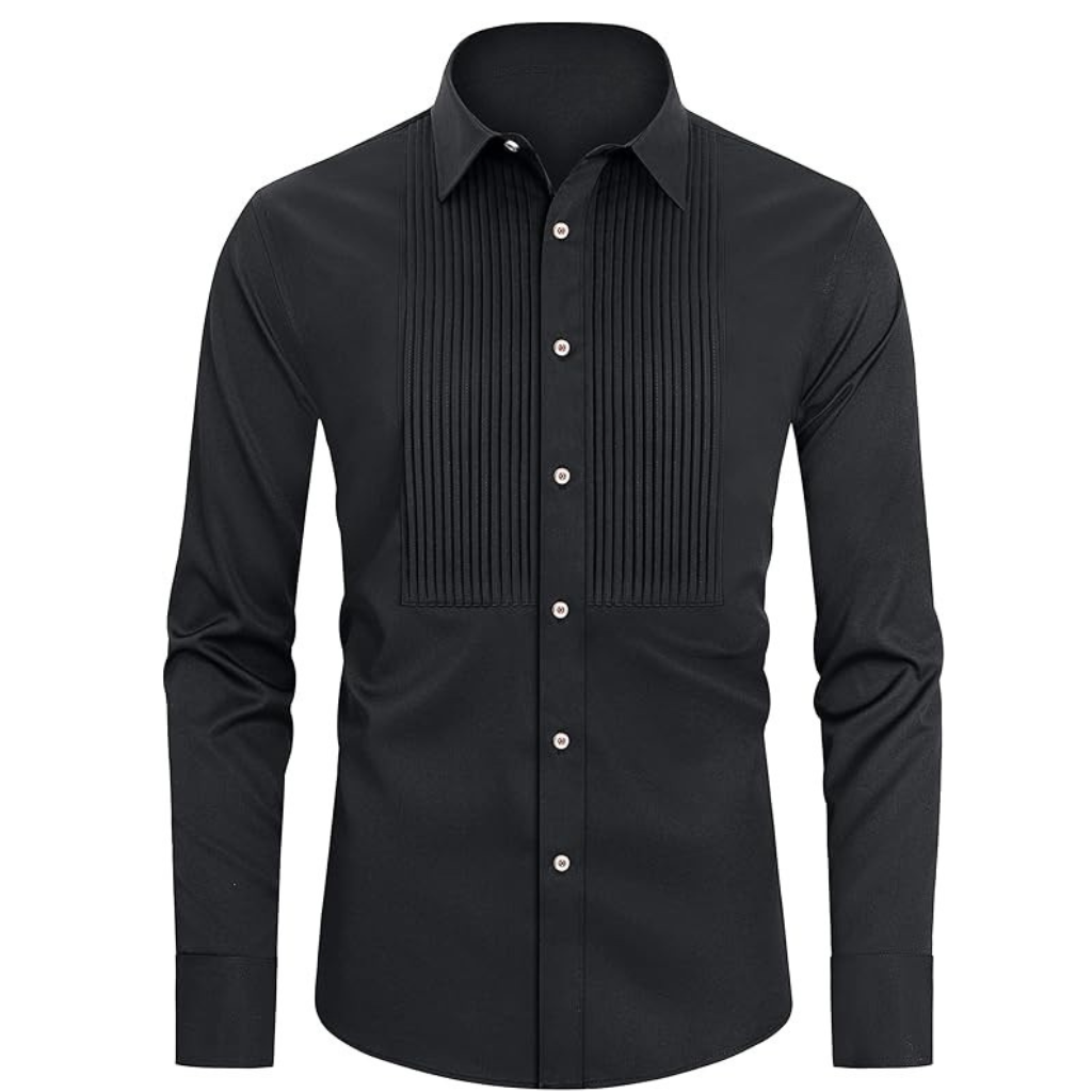 Pleated Formal Dress Prom Party Shirt For Men