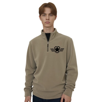 Classic Fleece Zip Pullover Warm Stand Collar Sweatshirt For Men