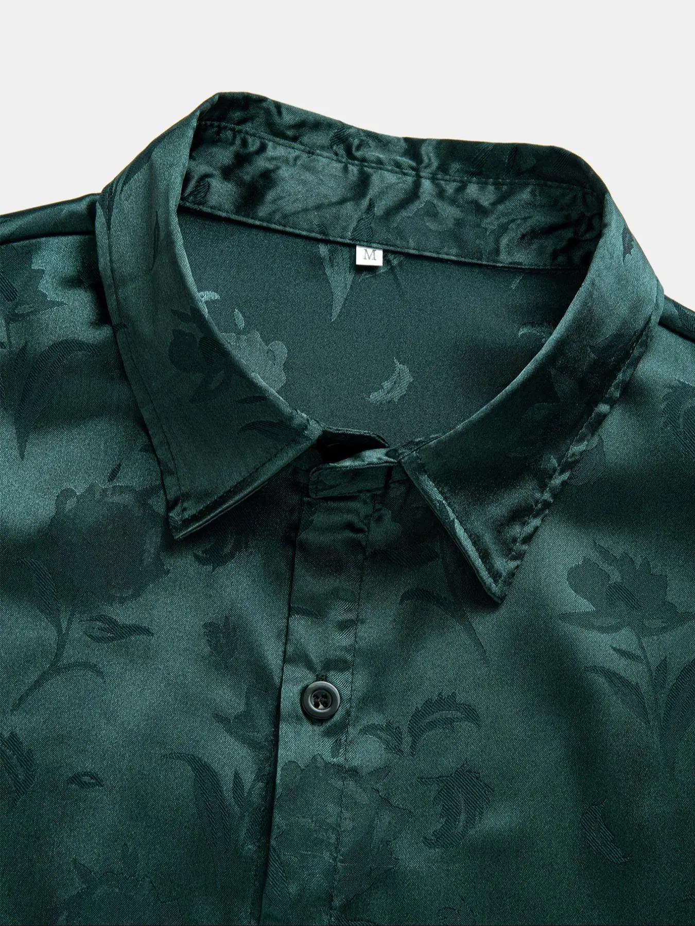 Men's Rose Print Botanical Floral Jacquard Shirt, Regular Fit Short Sleeve Casual Button Collared Top for Summer, Fashion Men's Clothes for Daily Wear, Casual Stylish Menswear, Casual Summer Clothing