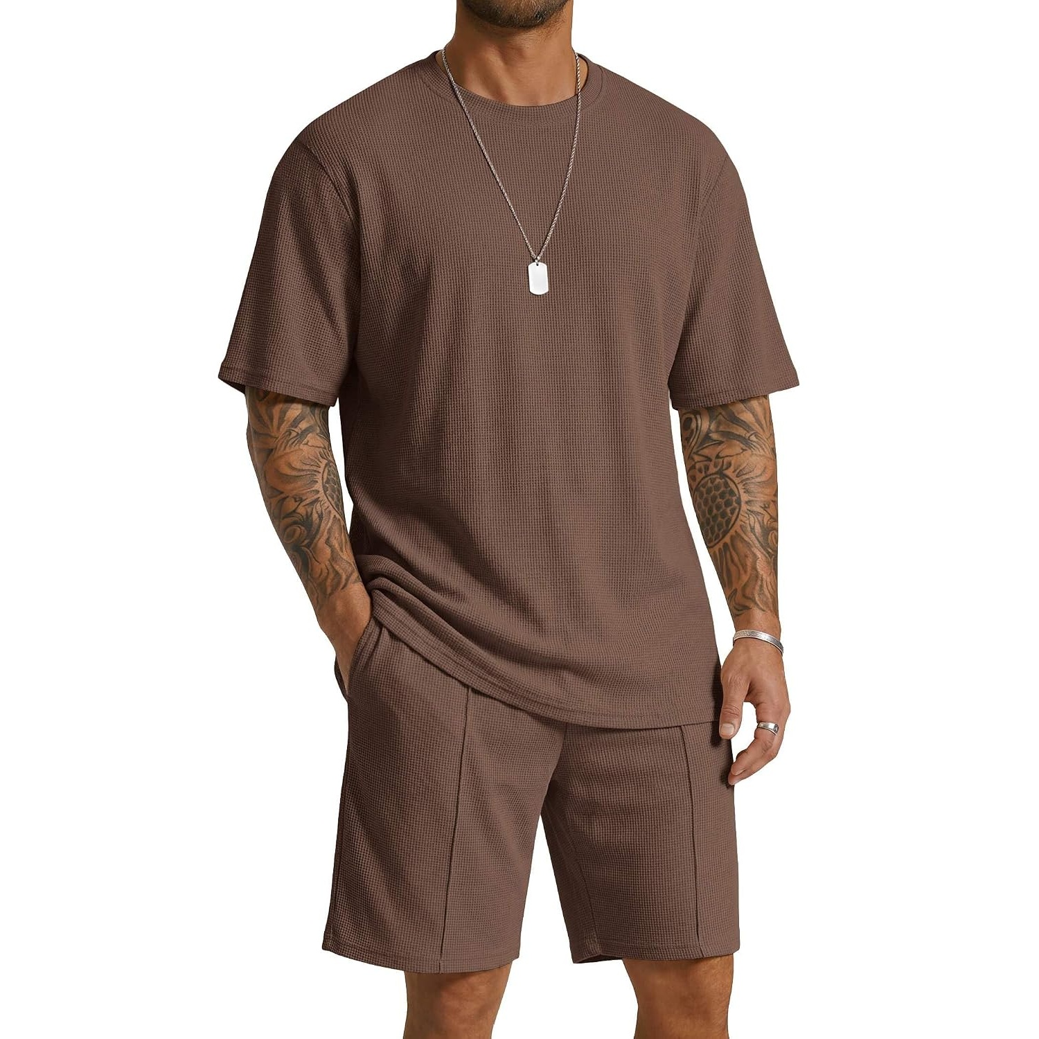 Casual Summer Shorts And Short Sleeve Tshirt Set For Men