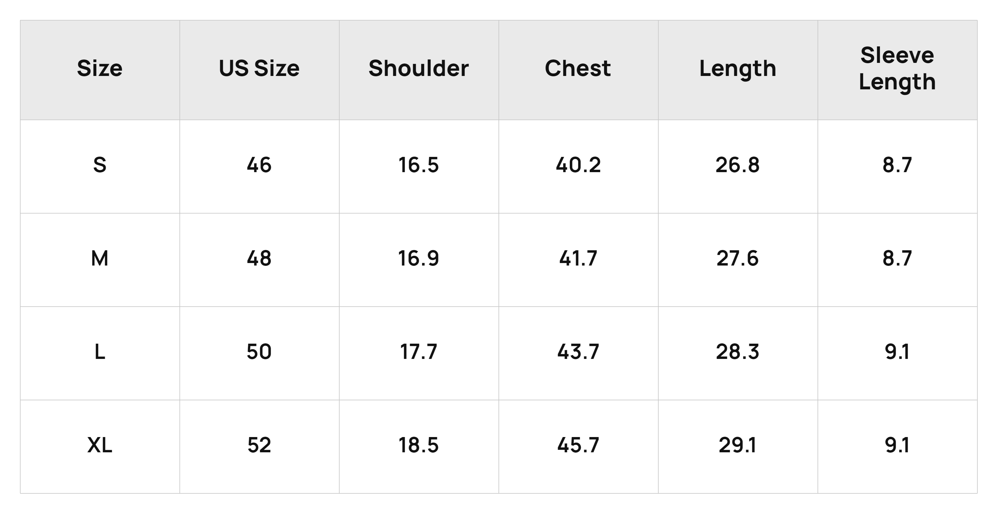 Size Chart