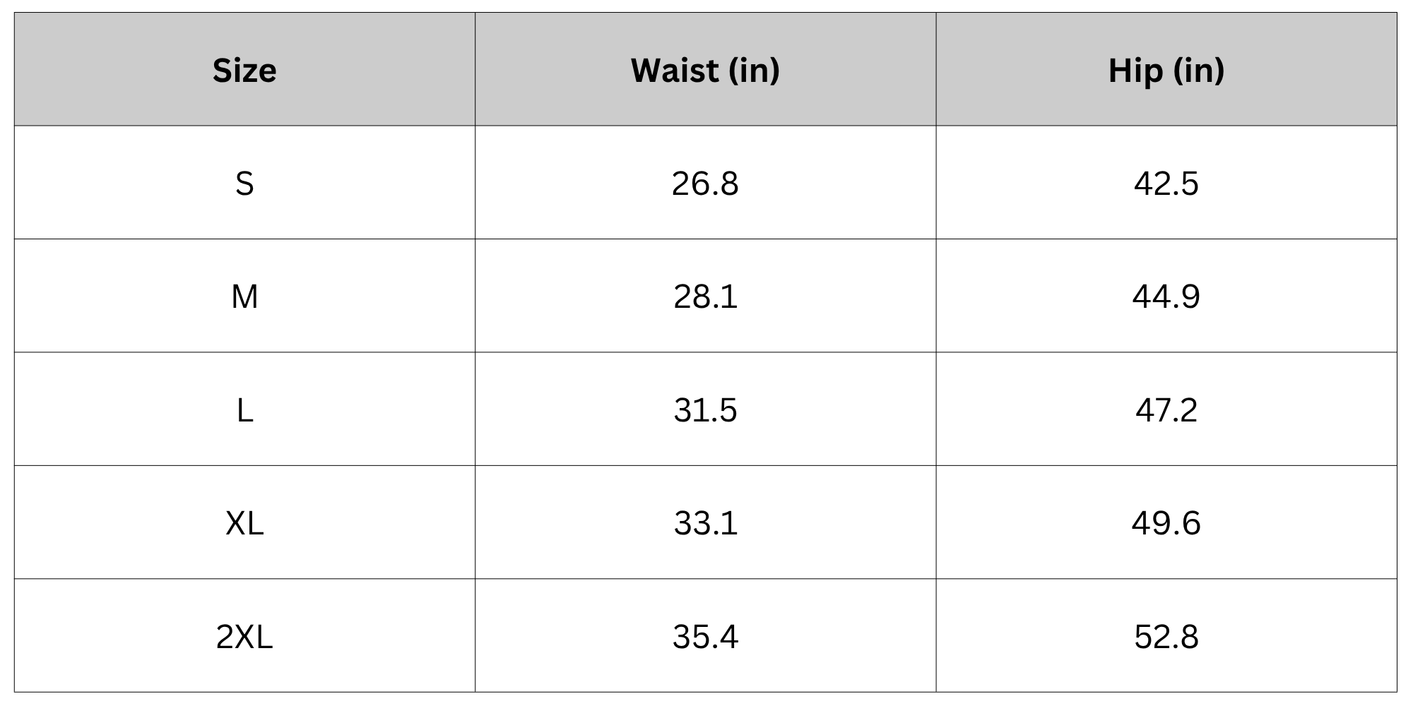 Size Chart