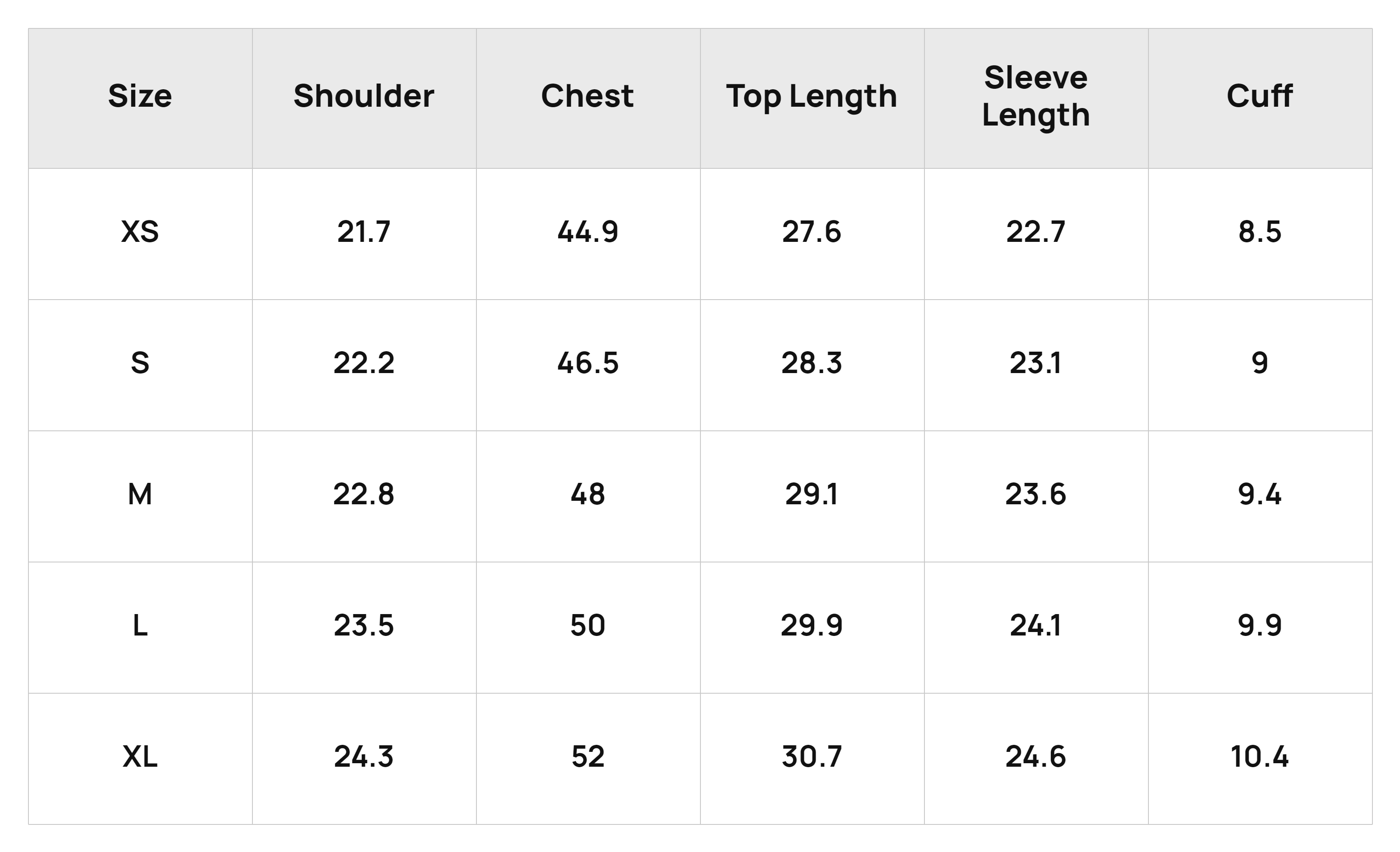 Size Chart