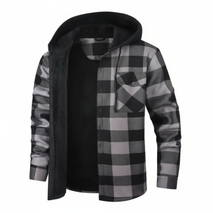 Thermal Flannel Plaid Winter Jacket With Pockets For Men