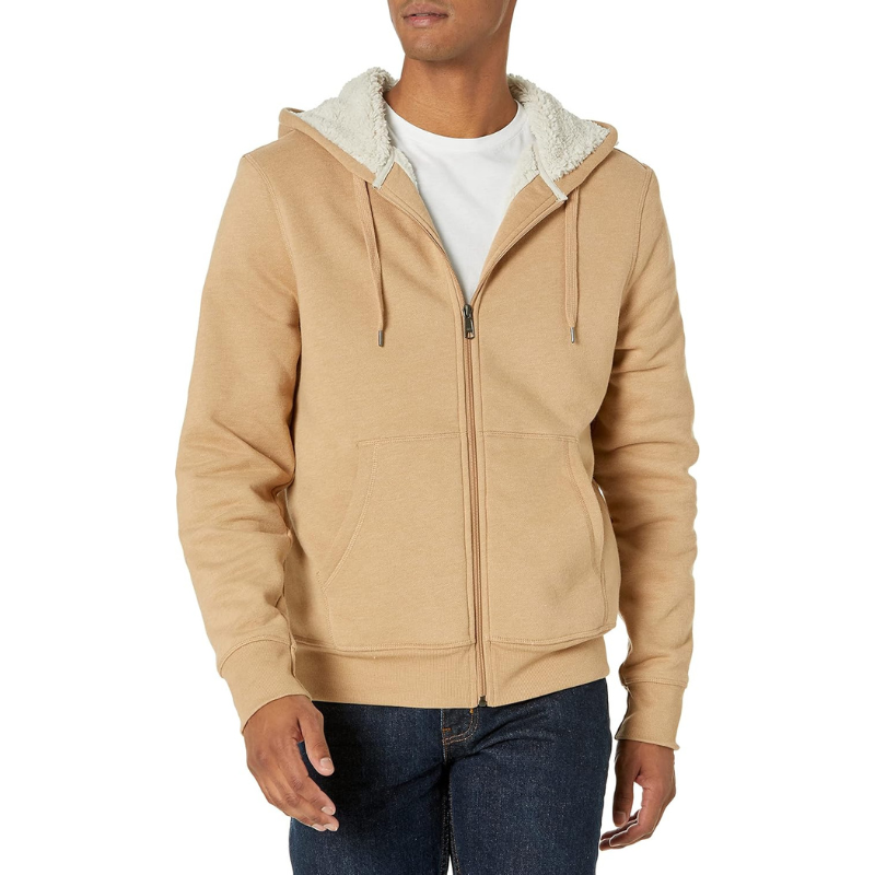 Hoodie For Men, Sherpa-Lined Full-Zip Fleece Sweatshirt