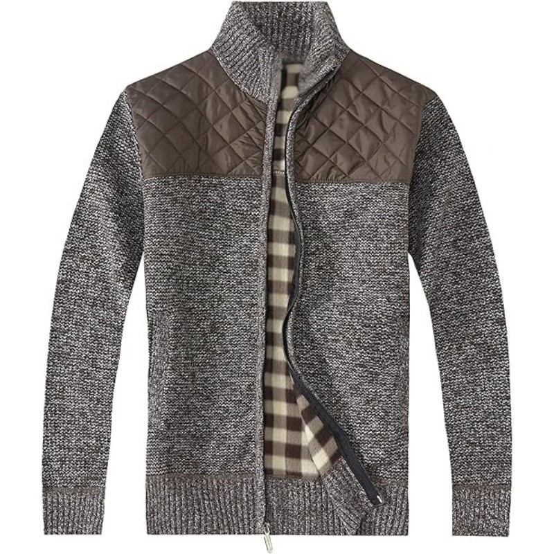 Full Zip Knit Cardigan With Lining