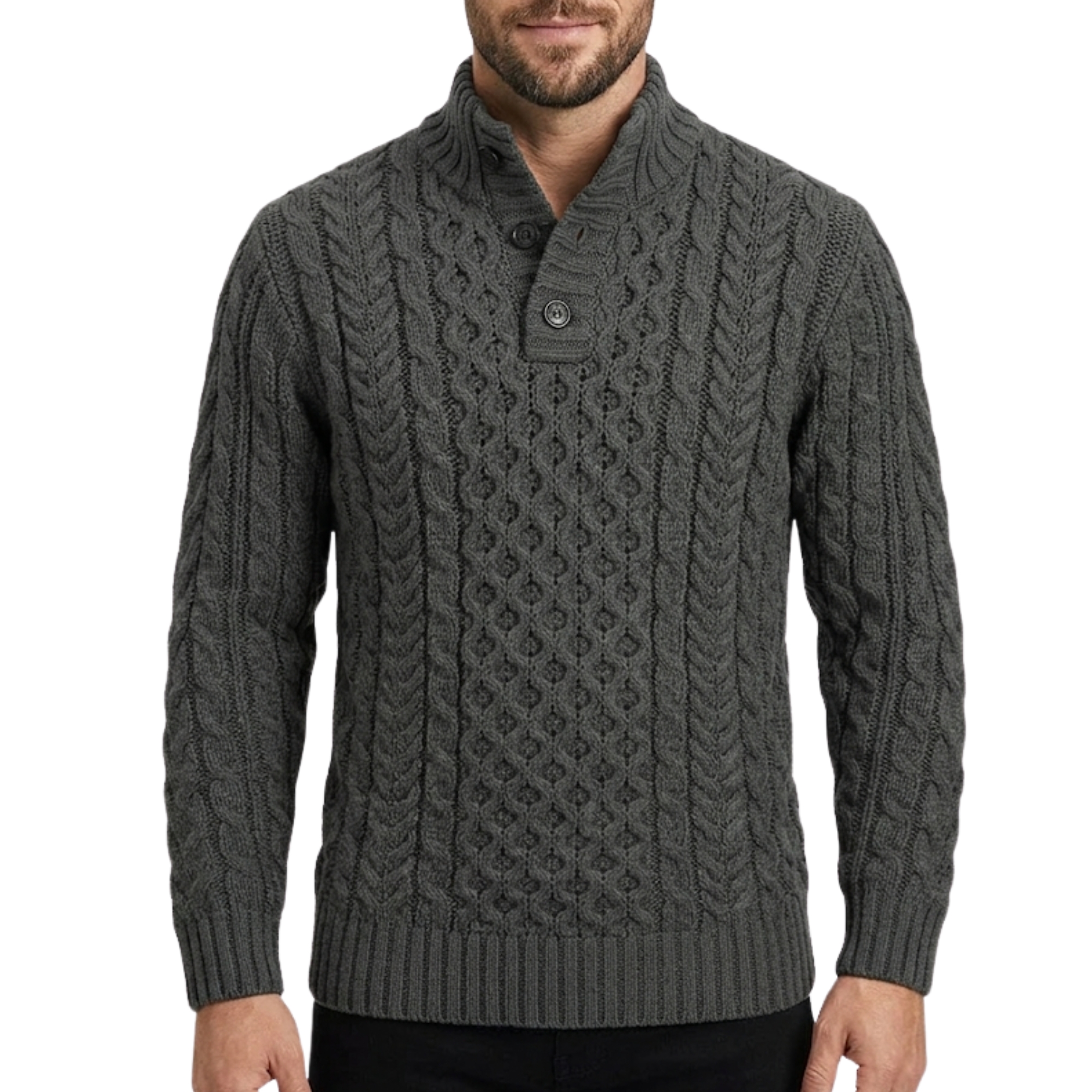 Knitted Chunky Thermal Sweater With Twisted Design For Men