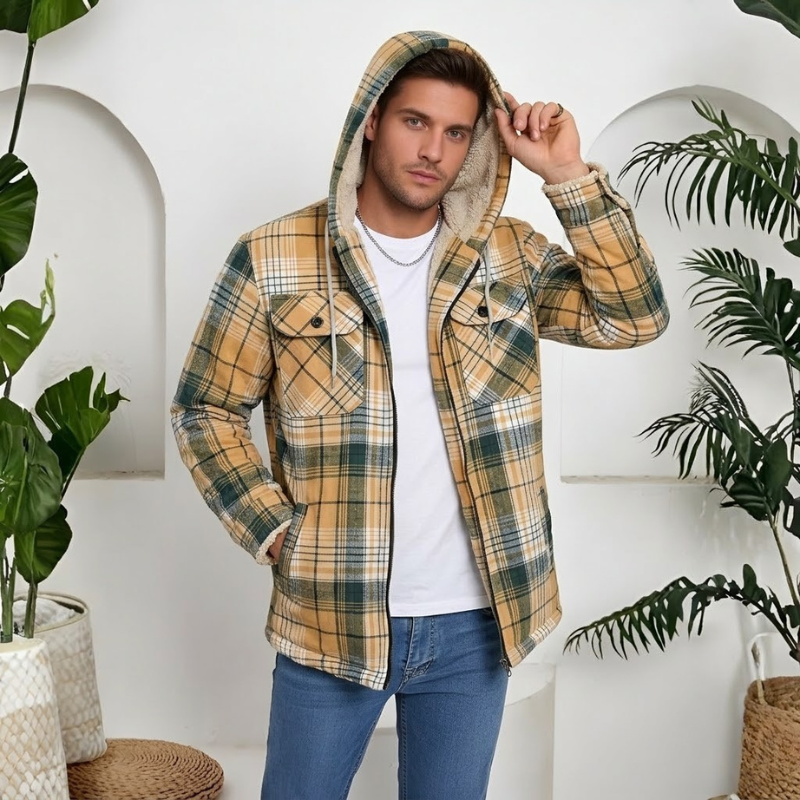 Winter Flannel Zip Up Hoodie For Men