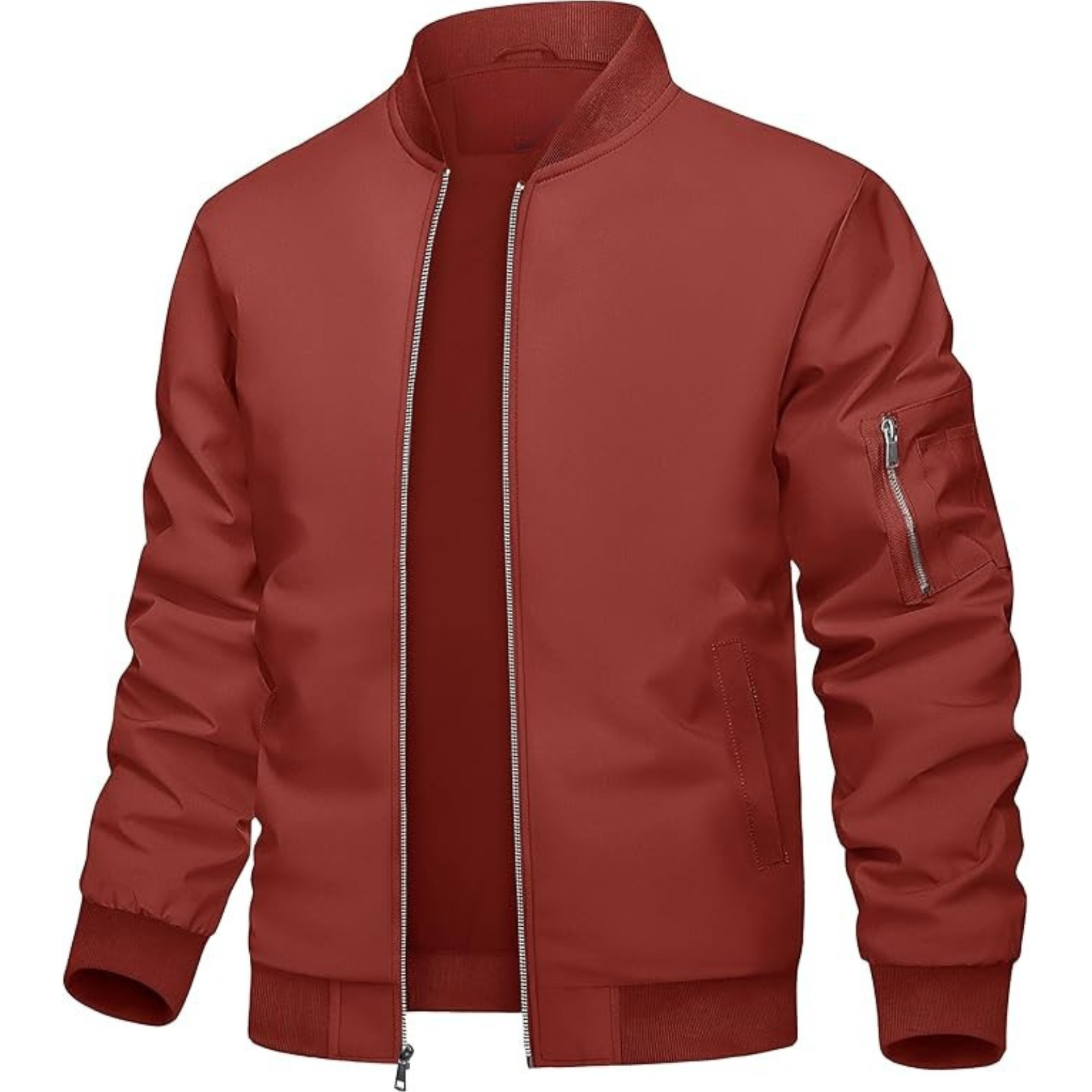 Lightweight Zip Up Bomber Jacket With Utility Pocket For Men