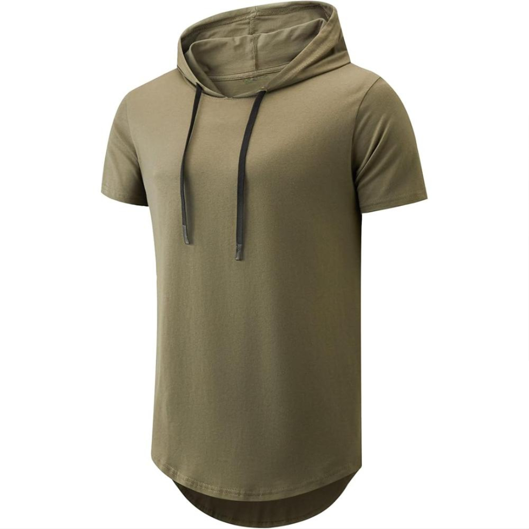 Men Cotton Short Sleeve Hooded T Shirt