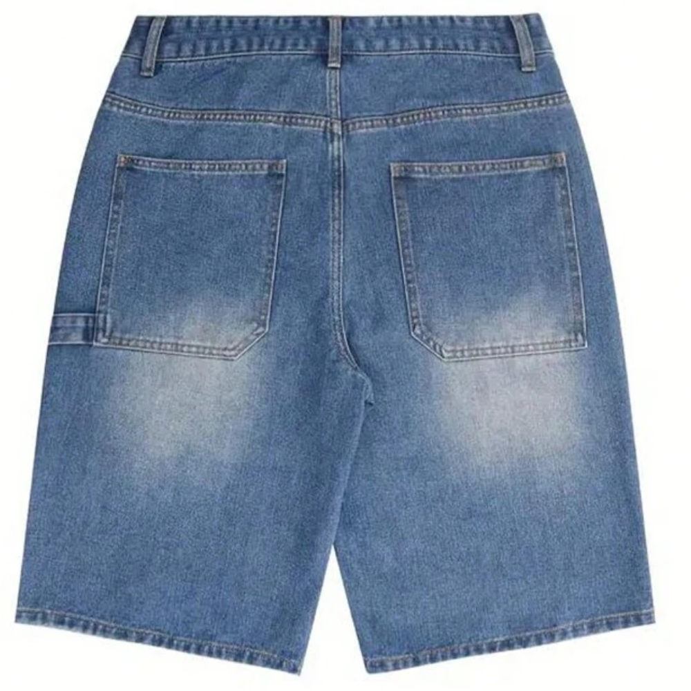 Loose Wide Denim Bermuda Shorts For Men