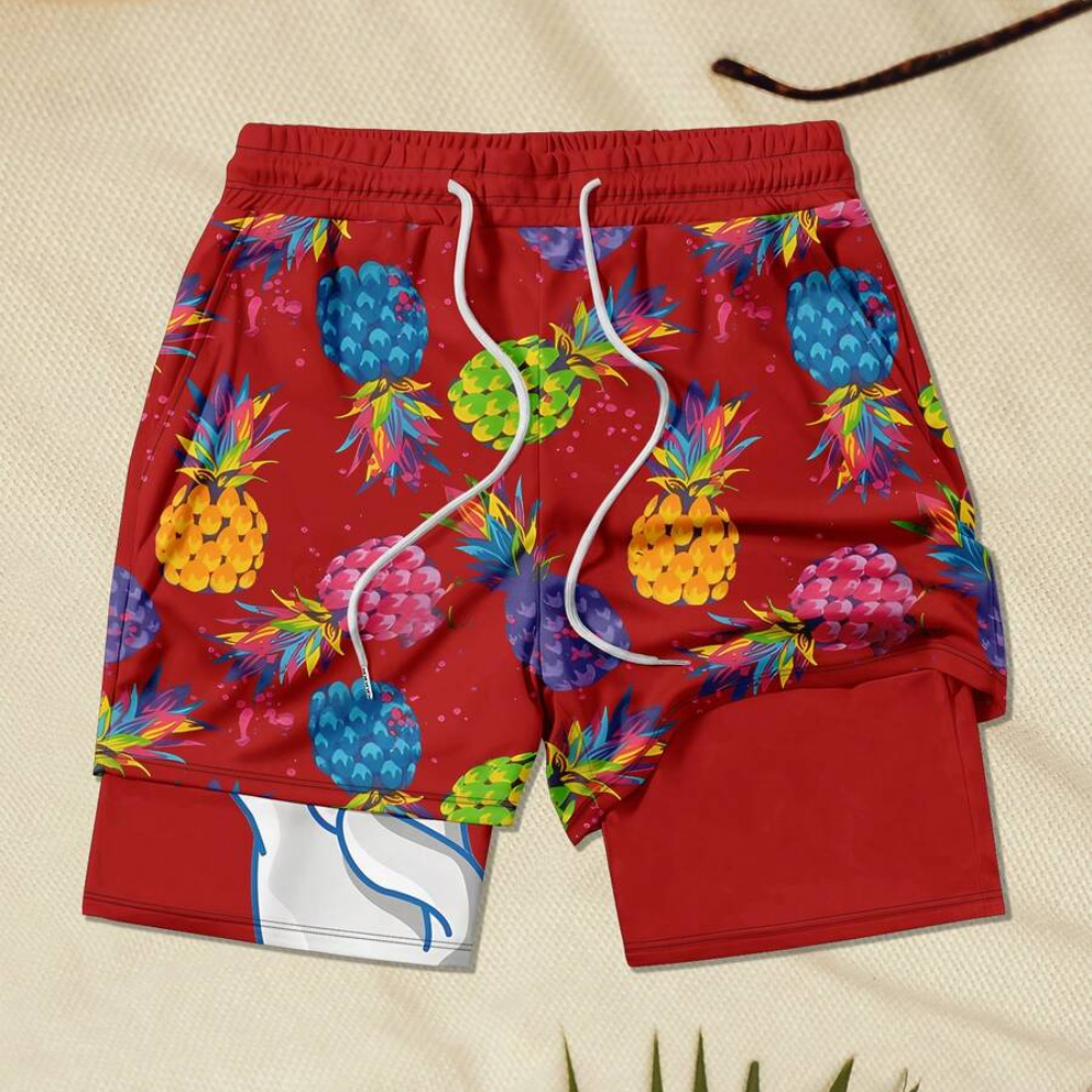 Soft Double Layer Quick Dry Beach Shorts For Men
