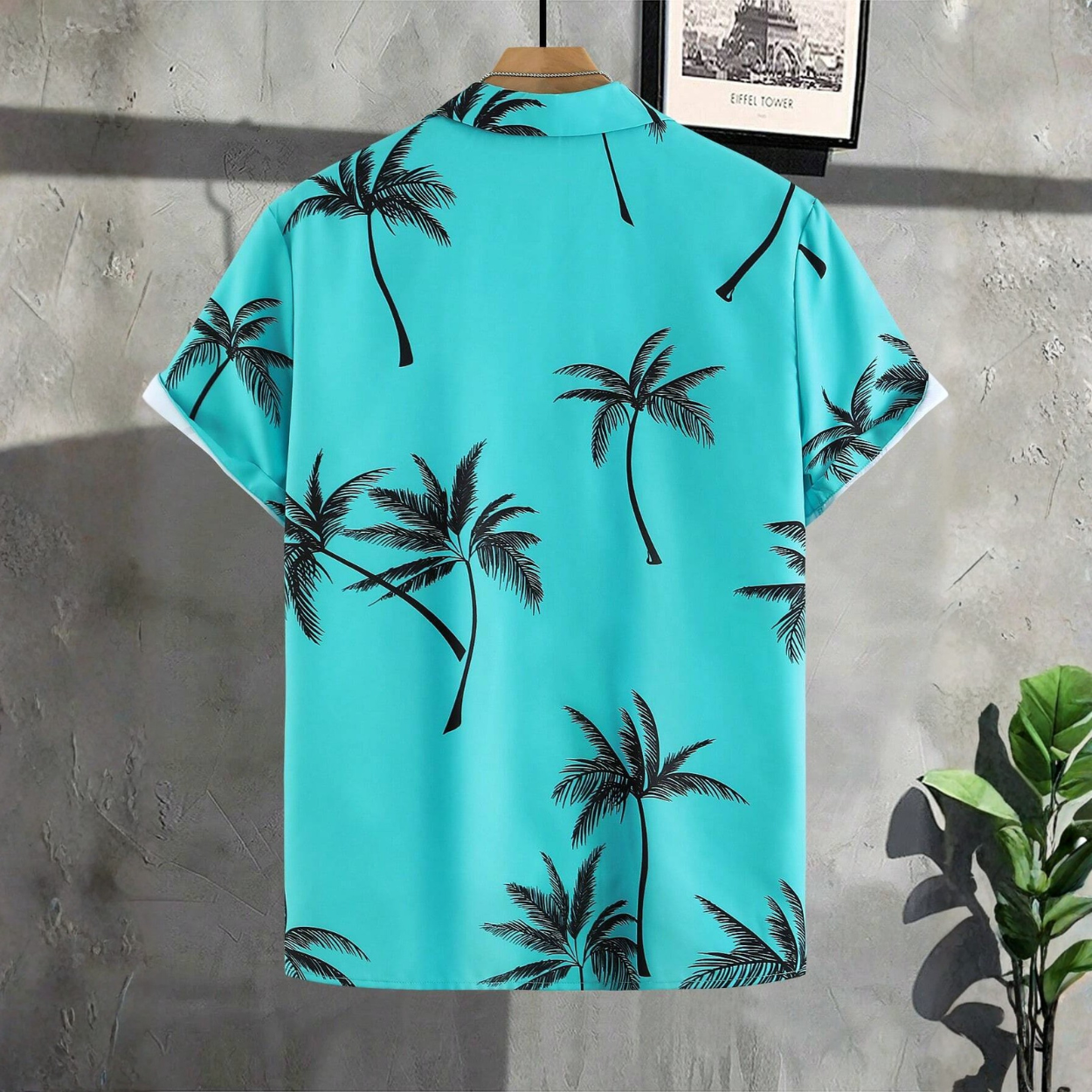 Tropical Plant Print Short Sleeve Summer Button Shirt For Men