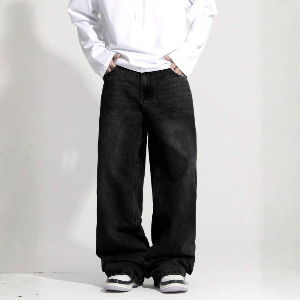 Loose Washed Denim Casual Baggy Wide Jeans For Men