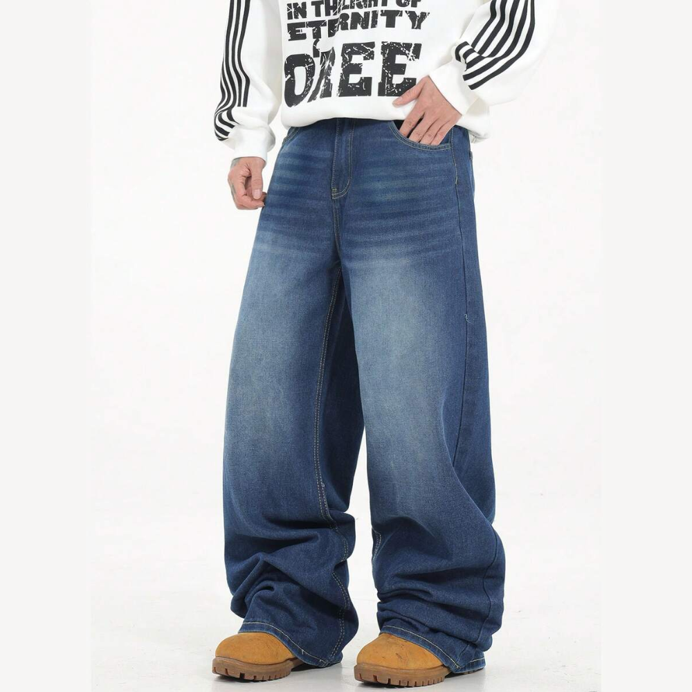 Loose Washed Denim Casual Baggy Wide Jeans