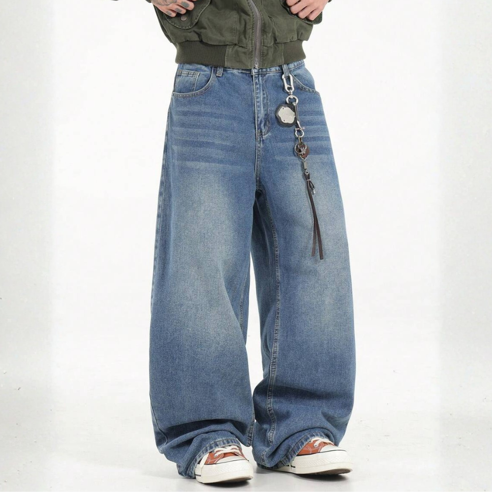 Loose Washed Denim Casual Baggy Wide Jeans