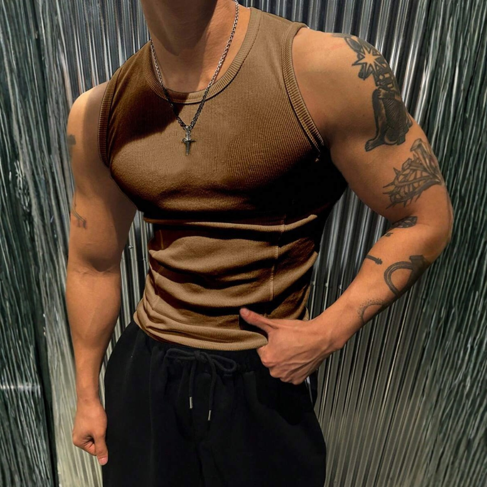 Solid Color Sleeveless Casual Tank Top For Men