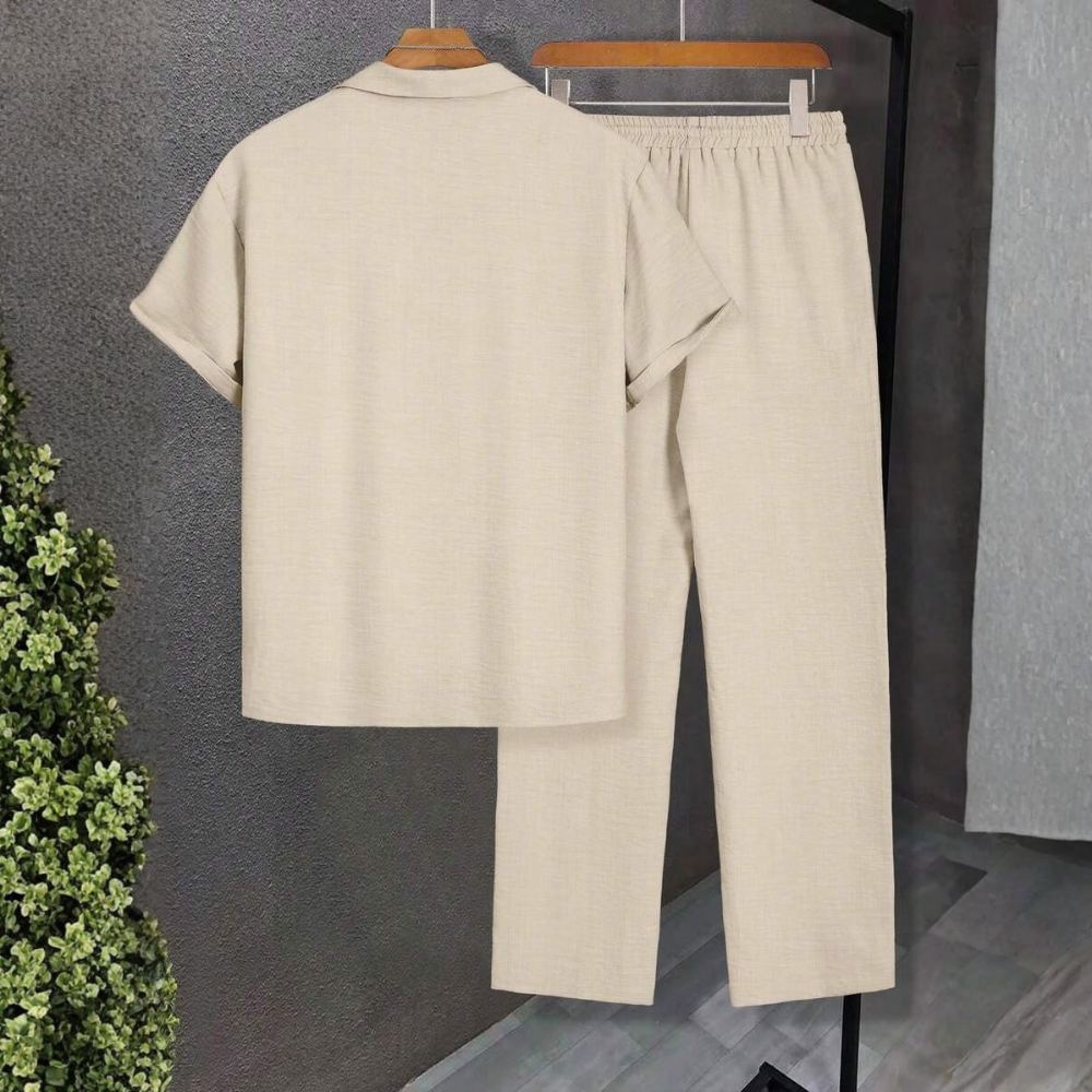 Short Sleeve Shirt And Long Pants Set For Men