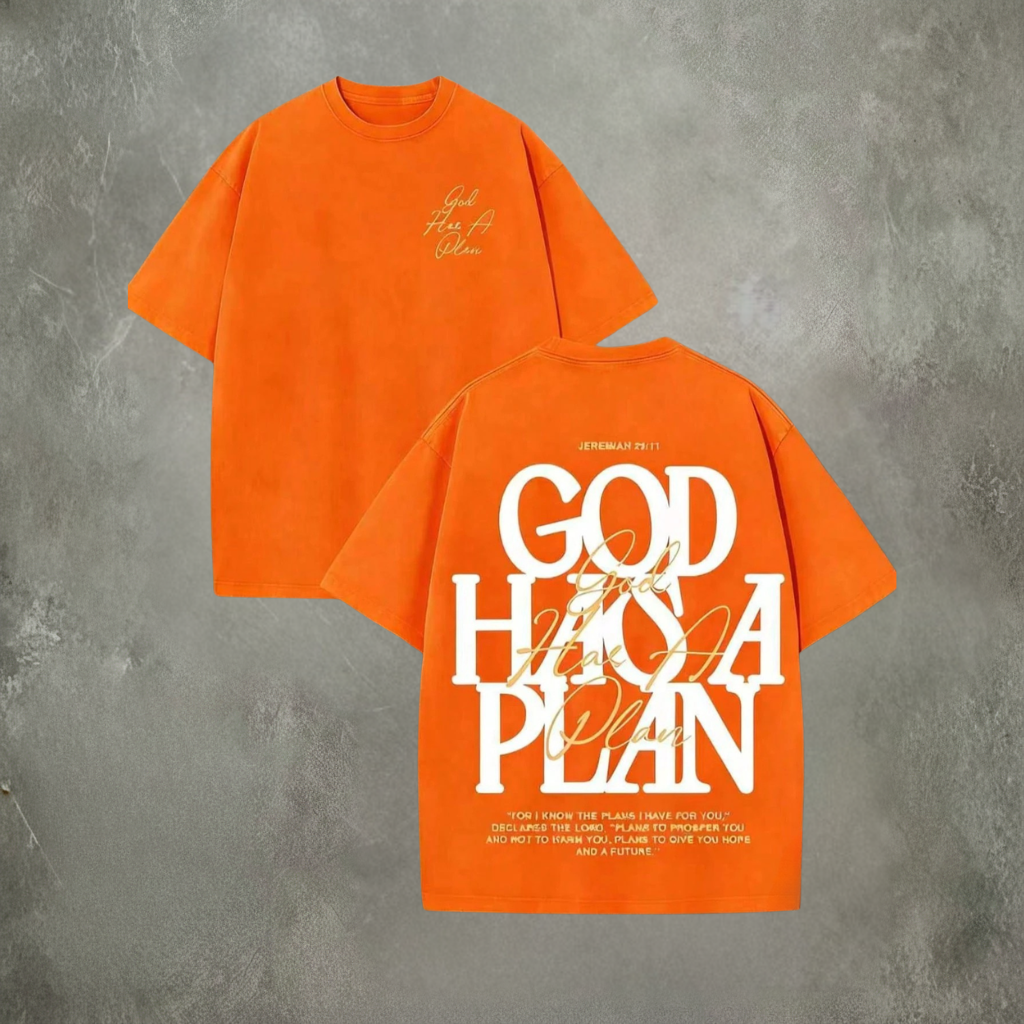 God Has A Plan Graphic Tee Double Sided Print Washed T Shirt