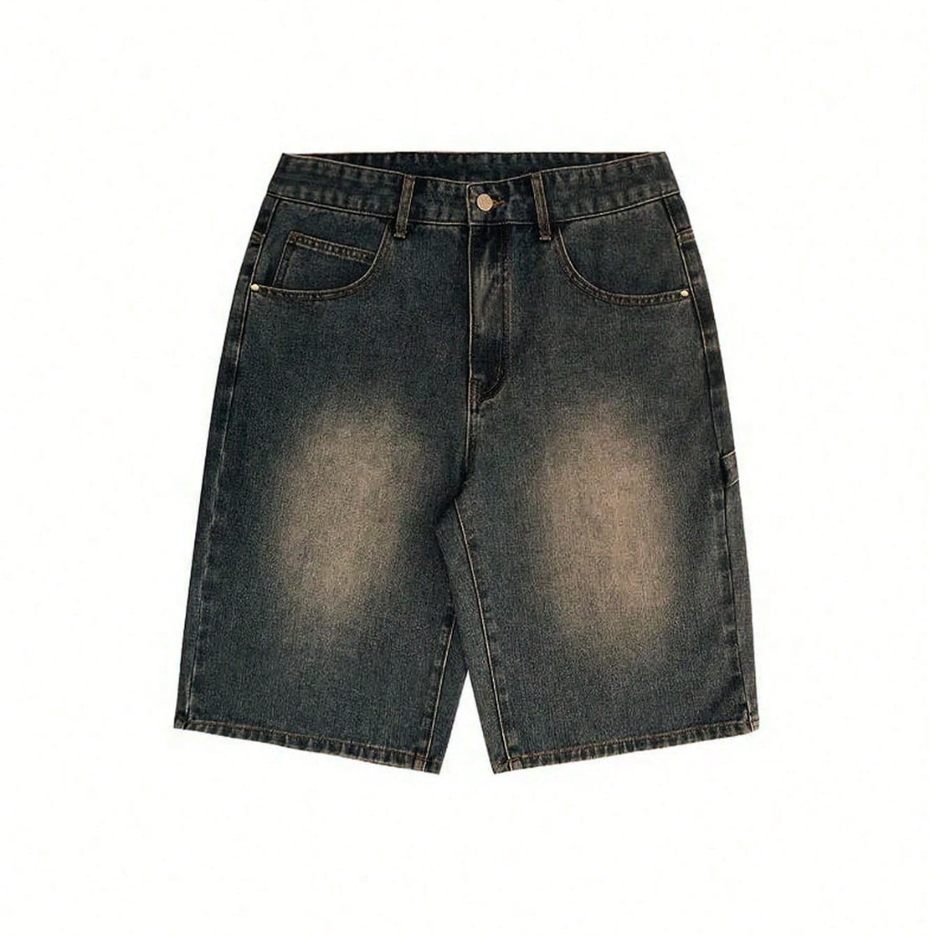 Emo Style Loose Fit Denim Bermuda Shorts For Men