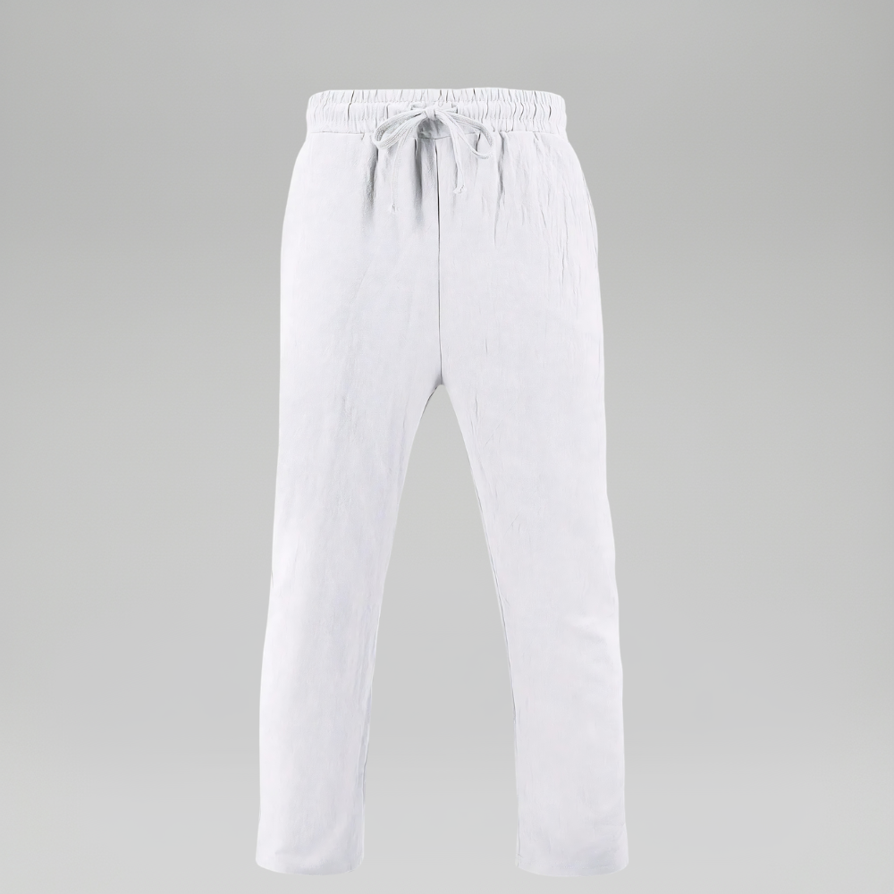 Casual Linen Two Piece Short Sleeve Shirt And Pants Set For Men