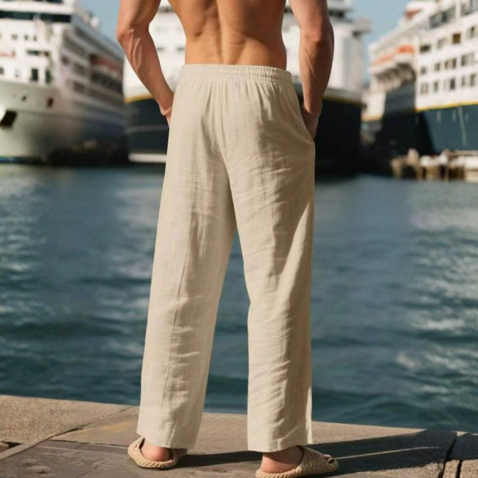 Loose Drawstring Sports Pants With Pockets For Men
