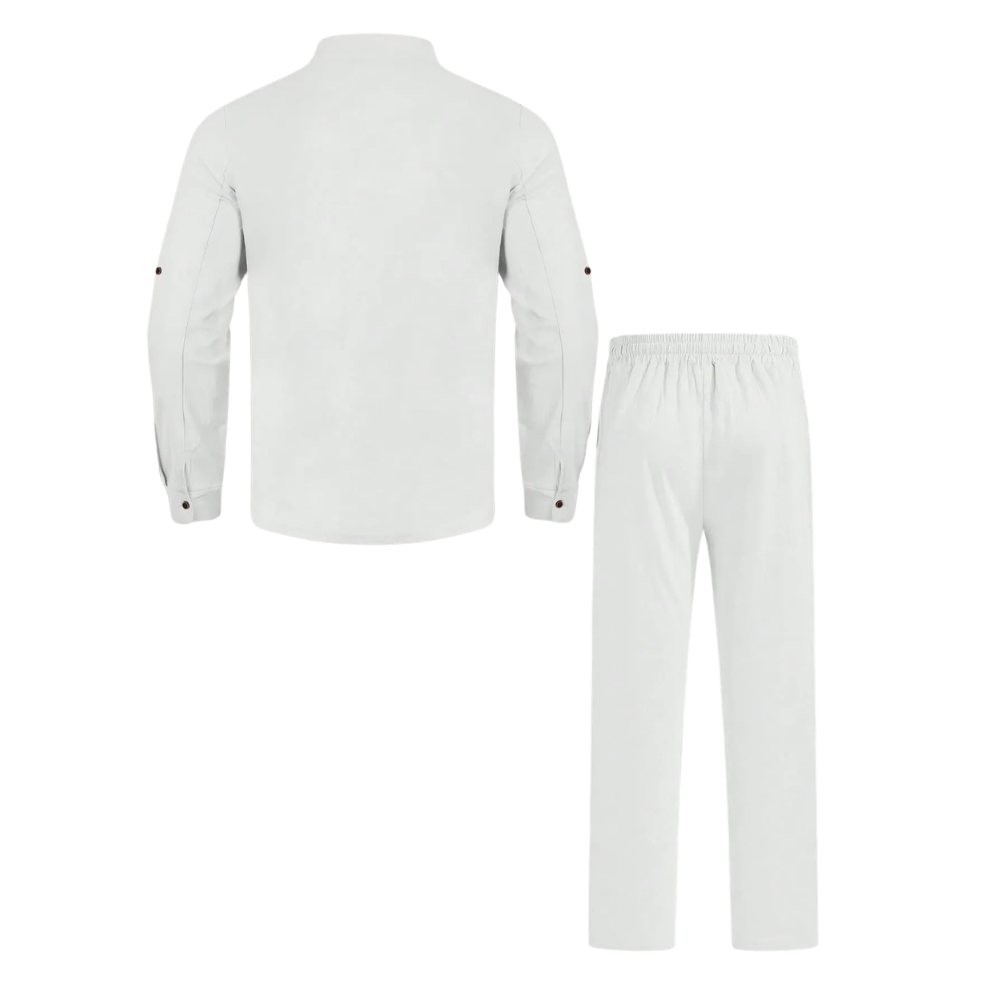 Lightweight Loose Long Sleeve Button Up Shirt And Straight Pants For Men
