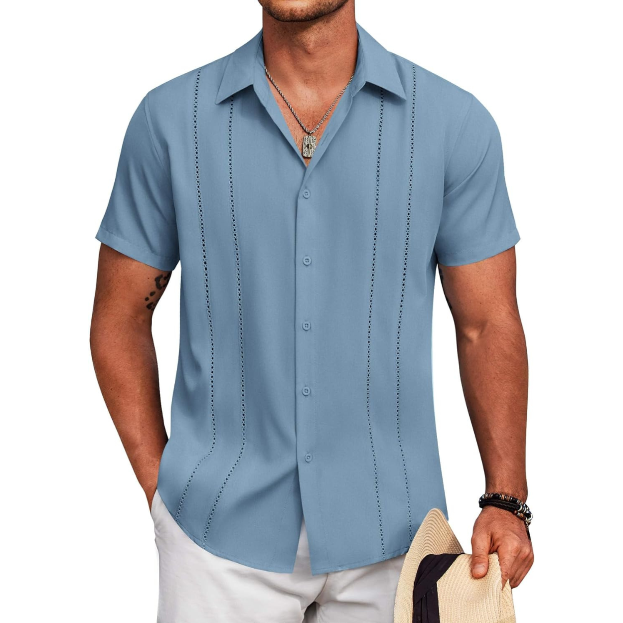 Summer Beach Guayabera Button Down Shirt