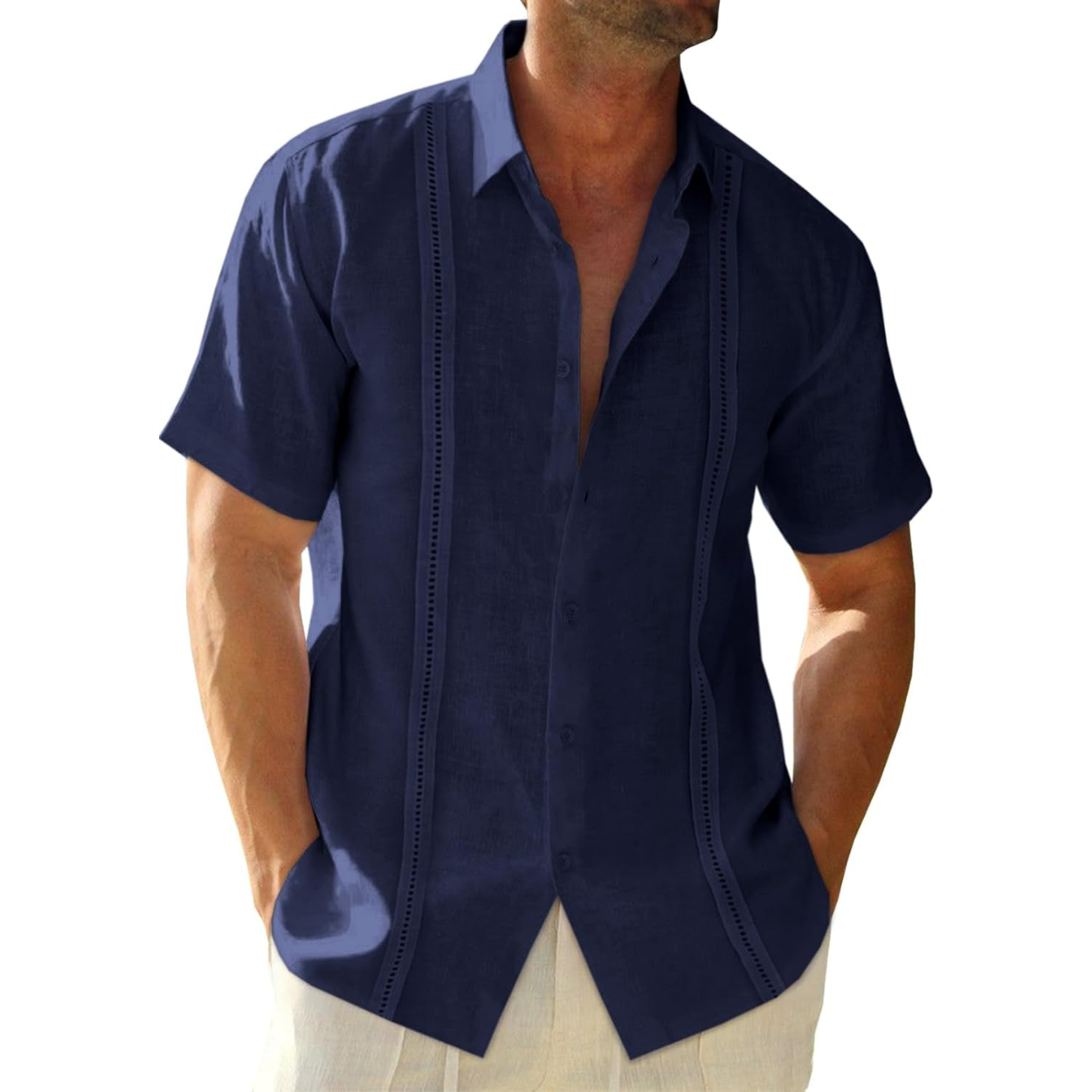 Casual Cuban Guayabera Short Sleeve Shirt For Men