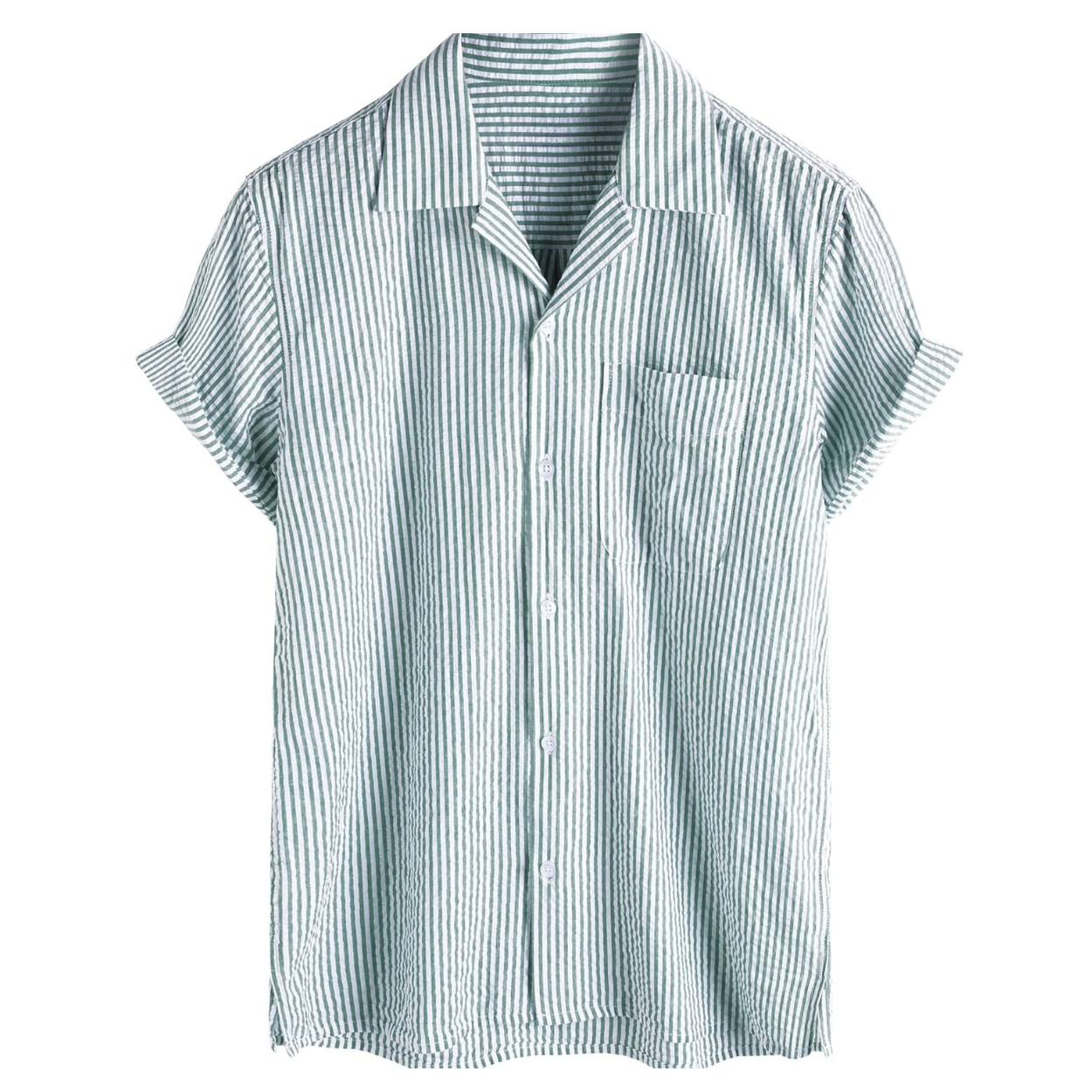 Striped Short Sleeve Button Down Shirt For Men