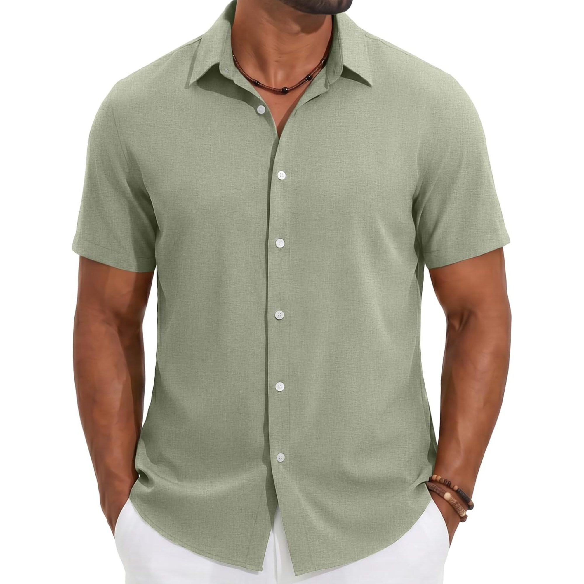 Casual Lightweight Linen Beach Button Down Summer Shirt