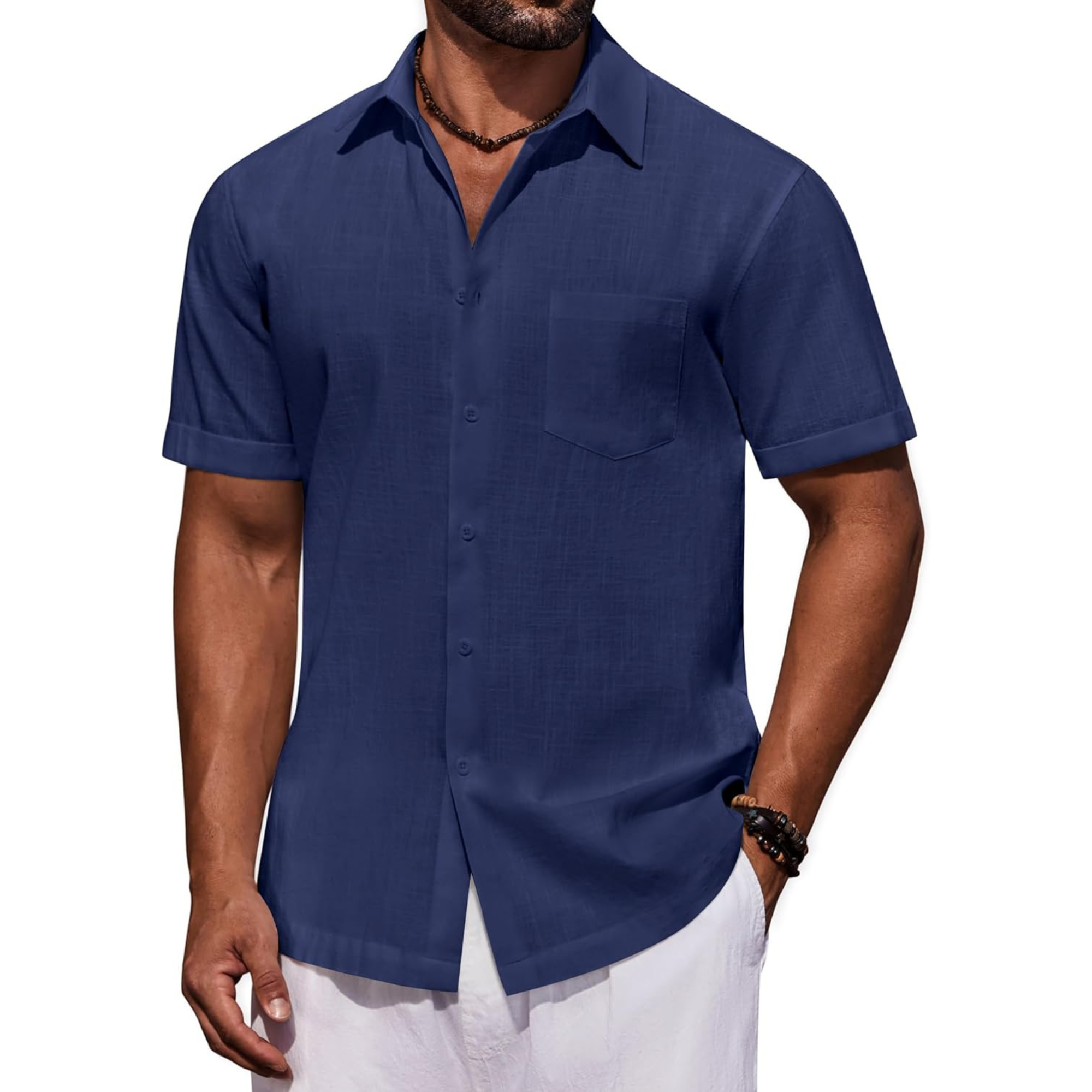 Casual Cotton Linen Summer Beach Button Shirts