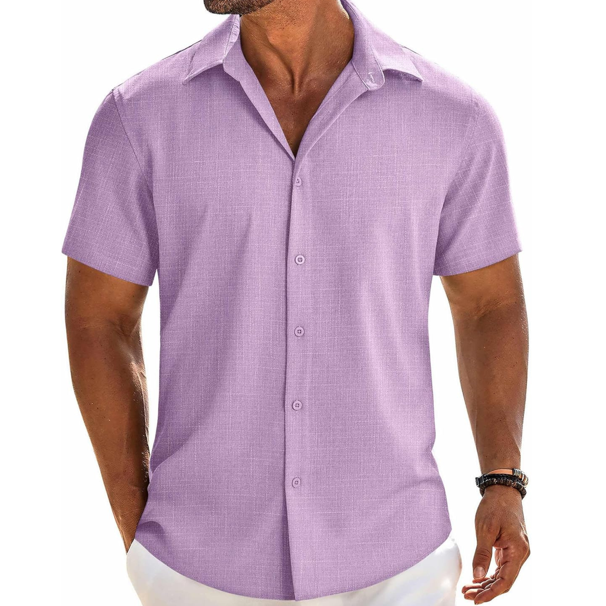 Casual Button Down Linen Summer Beach Shirt