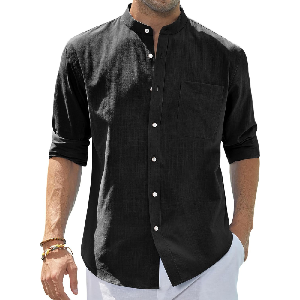 Casual Button Down Linen Shirt for Men