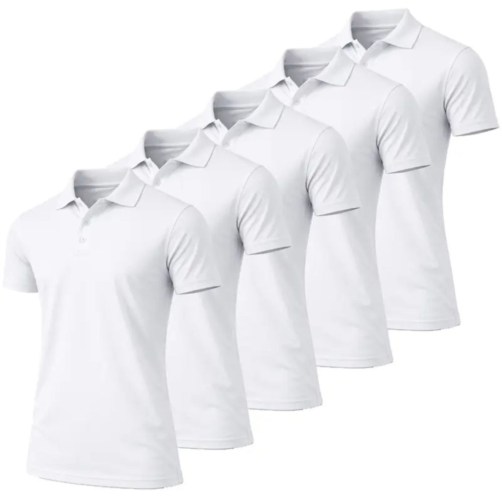 Pack Of 5 Moisture Wicking Polo Collar Shirts
