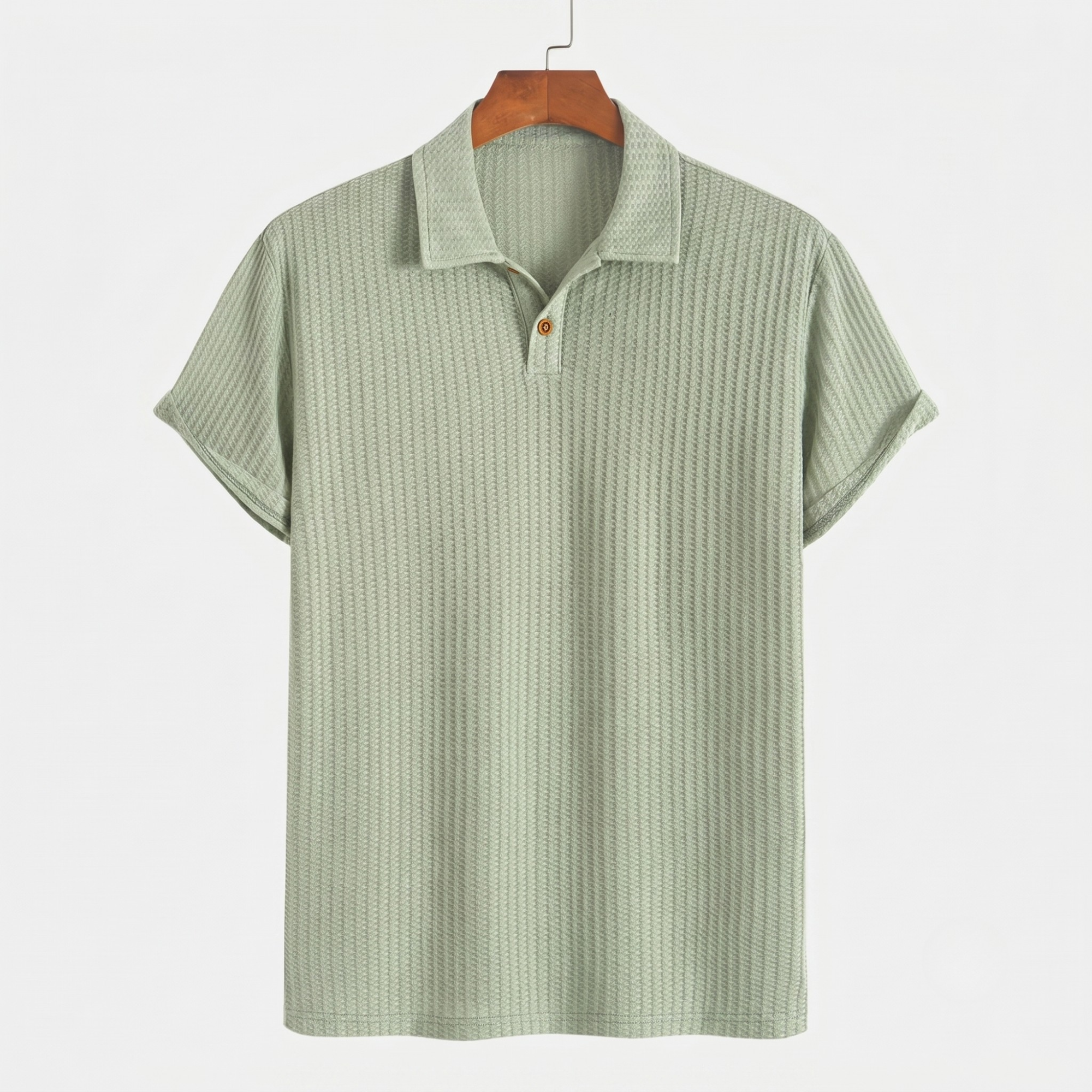 Plain Jacquard Knit Polo Shirt Regular Fit