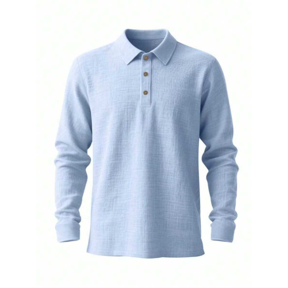 Linen Long Sleeve Polo Shirt For Spring