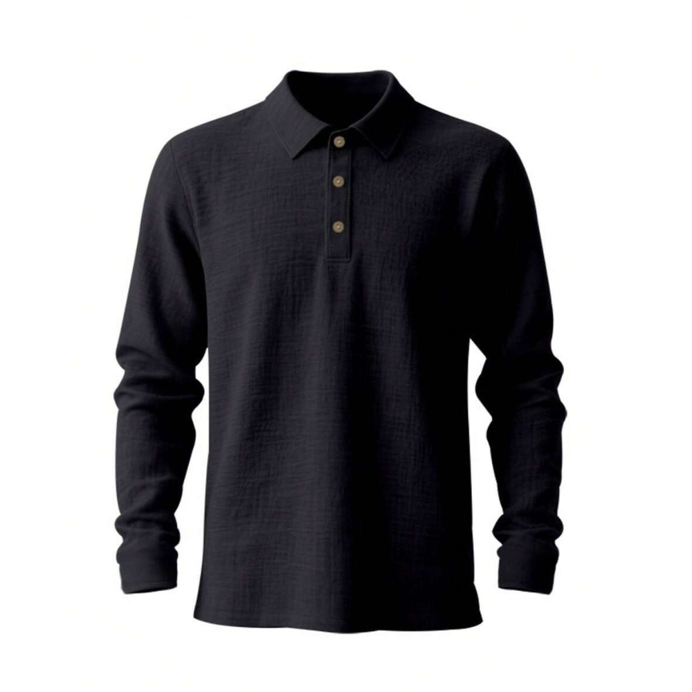 Linen Long Sleeve Polo Shirt For Spring