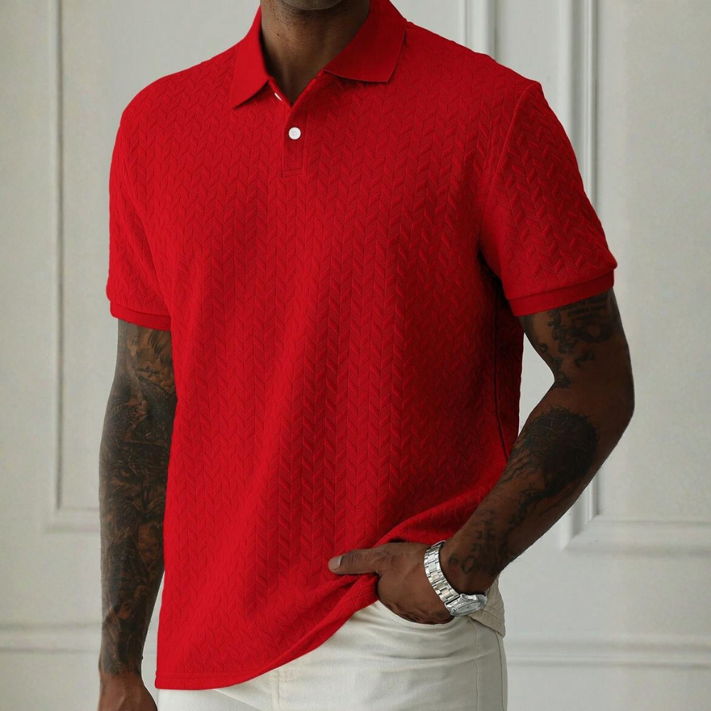 Textured Short Sleeve Polo Shirt For Men