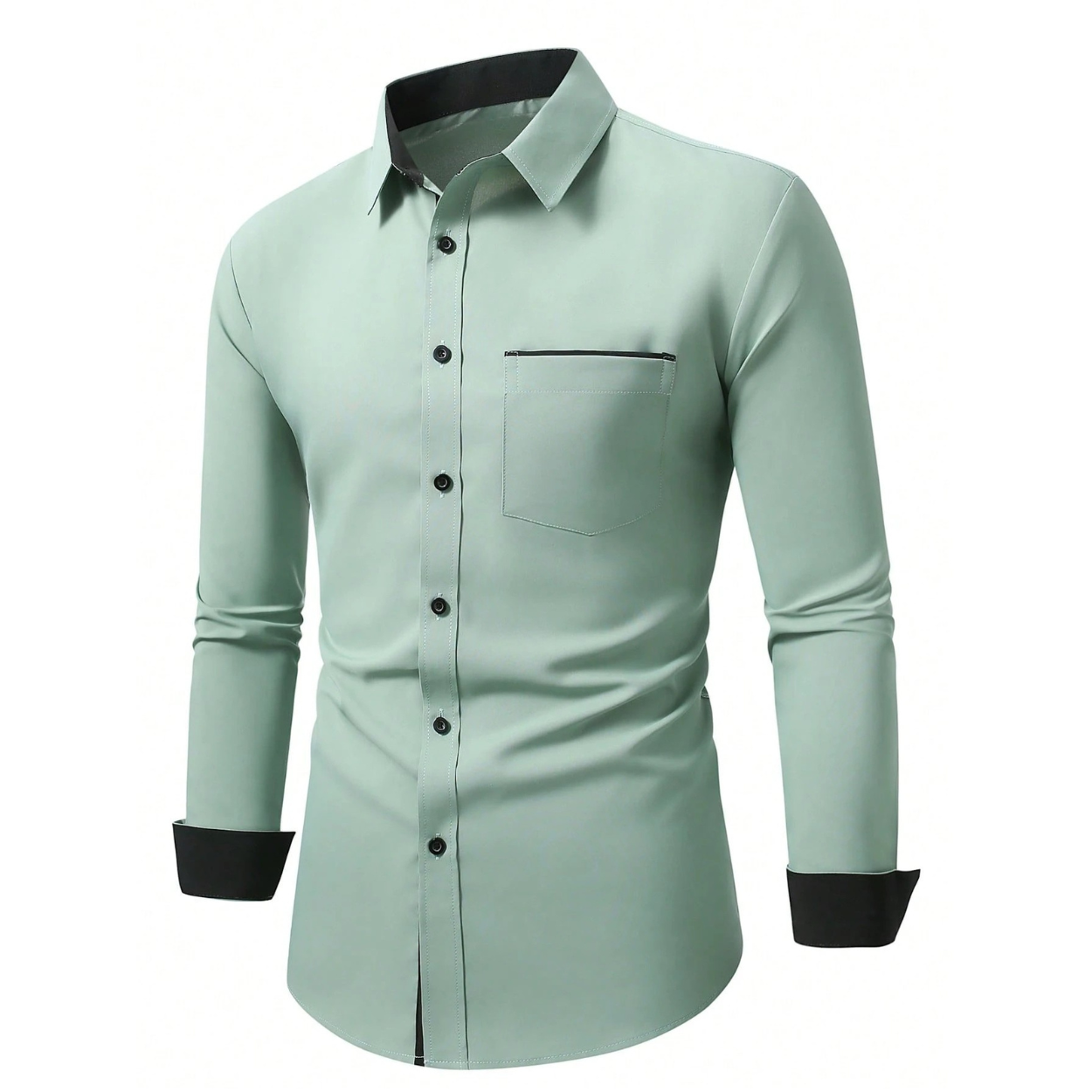 Long Sleeve Casual Formal Shirt With Contrast Design For Men