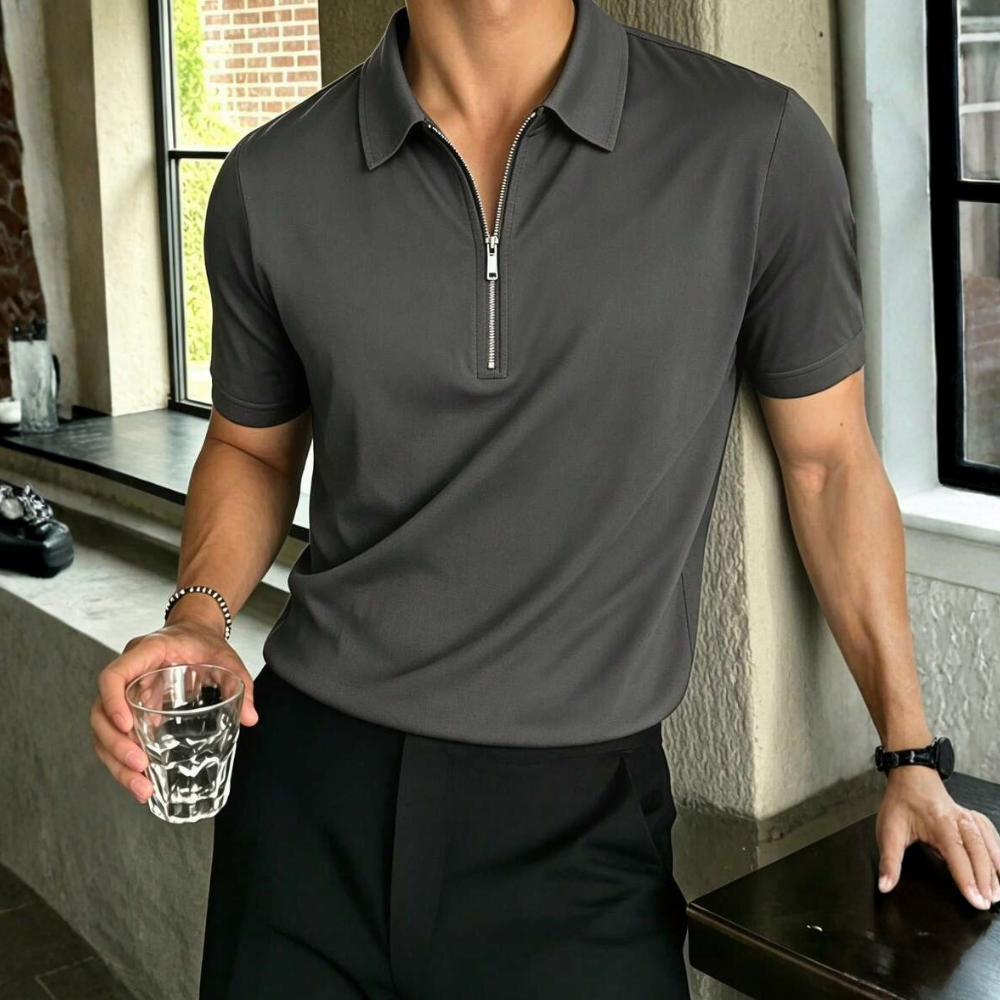 Half Placket Casual Commute Short Sleeve Polo Shirt
